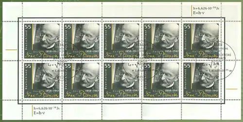 2658 Nobelpreisträger Max Planck - 10er-Bogen auf Kartonvorlage, ESST