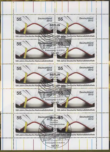2956 Deutsche Nationalbibliothek - 10er-Bogen auf Kartonvorlage, ESST