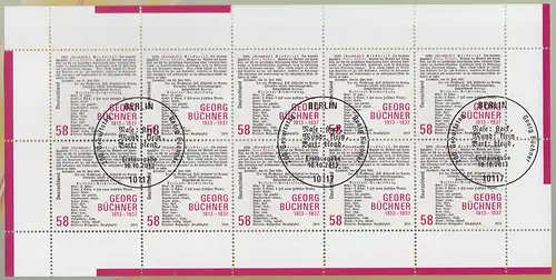 3031 Schriftsteller Georg Büchner - 10er-Bogen auf Kartonvorlage, ESST