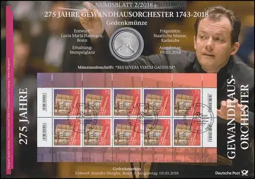 3385 Journée de la musique: 275 ans Gewandhausorchester Leipzig - Numisblatt 2/2018
