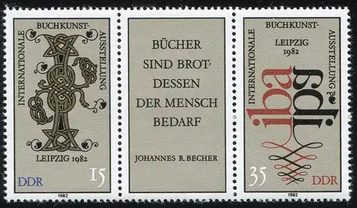 2697-2698 Buchkunst-ZD 1982 avec PLF à 26 97: ci-dessous a raccourci 9 en 1982, **