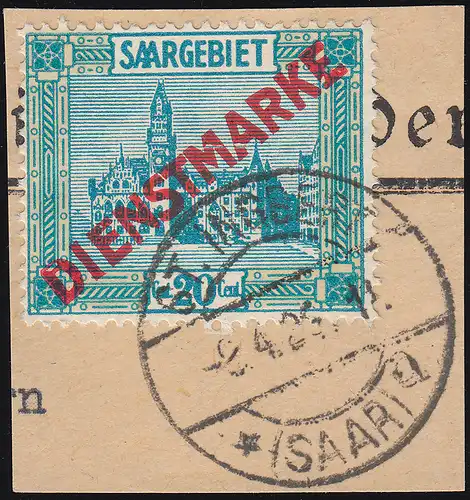 Dienstmarke 13 Aufdruckmarke mit PLF III auf Briefstück, geprüft Hoffmann BPP 