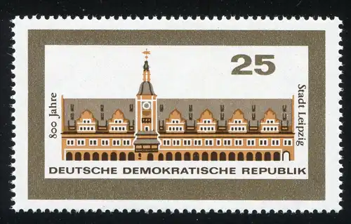 1127 INTERMESS 25 Pf aus Block 24 mit PLF brauner Fleck über dem Portal, **