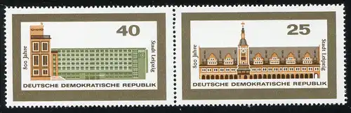 1127+1128 INTERMESS 25+40 Pf ZD aus Block 24 mit 2 PLF Fleck und grüner Punkt **