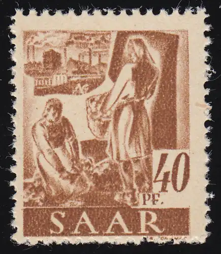 218II Freimarke 40 Pf mit PLF II Schriftbalken oben verdickt, **