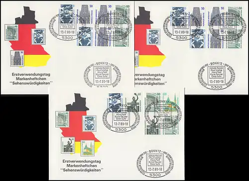 ZD-Set aus MH 25-26 SWK 16 Zusammendrucke W79-W94 kpl. auf 6 Schmuck-FDC 13.7.89