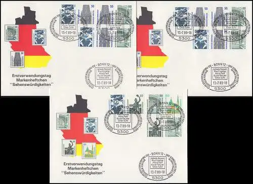 ZD-Set aus MH 25-26 SWK 16 Zusammendrucke W79-W94 kpl. auf 6 Schmuck-FDC 13.7.89