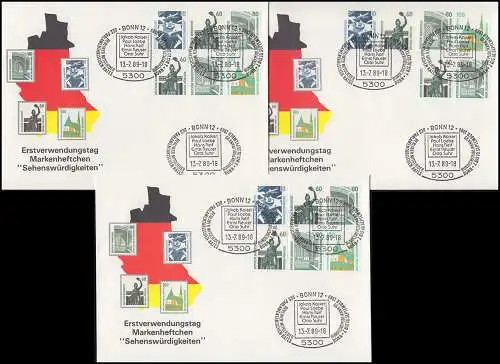 ZD-Set aus MH 25-26 SWK 16 Zusammendrucke W79-W94 kpl. auf 6 Schmuck-FDC 13.7.89