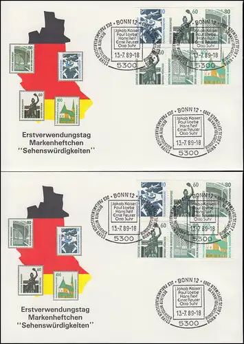 Zusammendruck-Set aus MH 26 SWK 1989 - 10 ZD W85-W94 kpl. auf vier Schmuck-FDC 