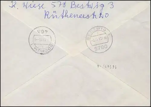 HBl. 28 aus MH 23, a.F. mit Zusatzfr. portogerechter Express- und R-FDC 03.11.80