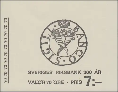 Livret de 300 ans Banque suédoise 70 Öre 10x 604D, **