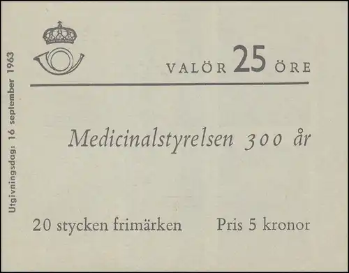 Markenheftchen Schwedisches Reichsgesundheitsamt 25 Öre 20x 508D, **
