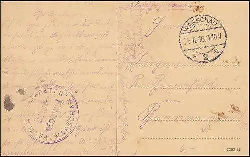 Hôpital de la Forteresse de Feldpost Varsovie 25.6.16 sur AK Philharmonie