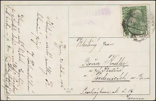 Censure K.u.K. Militaire Brunn sur AK mariage Montenegrische KYJOV/GAJA 1916