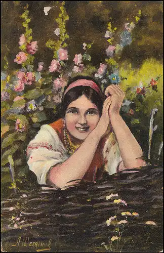 POST MARINE FRANÇAIS No. 141 - 24.7. comme post de champ AK Fille ukrainienne