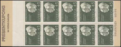 Carnet de la marque Prix Nobel 1908 45 Öre 10x 627D, **