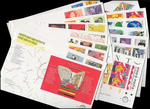 1460-1497 Pays-Bas, 1993 à 16 FDC, numéro NVPH 303-316 avec Bl.38+39
