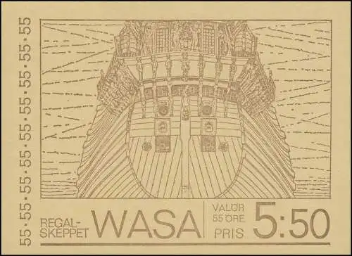 Markenheftchen 21 Kriegsschiff WASA, ** postfrisch