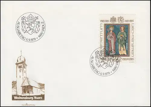 Liechtenstein 734 Landespatrone Hl. Lucius & Hl. Florinus auf Schmuck-FDC 6.9.79