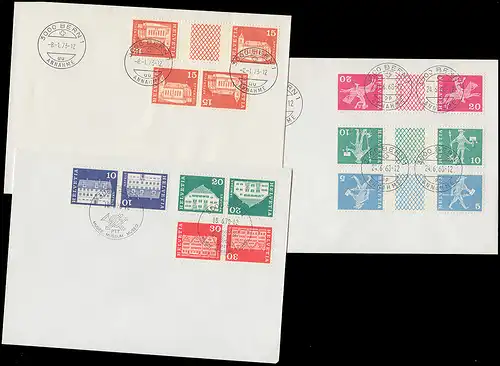 Schweiz-ZD-Set Post und Baudenkmäler mit 4mal K und 4mal KZ auf 3 FDC 1968/70