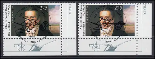 2255I+II Thaer als Ecken unten rechts Type I und II: Rastertypen-Set ESSt Berlin