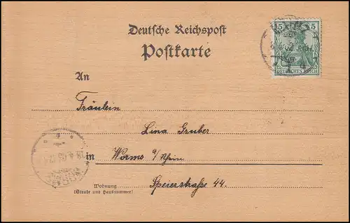 Künstler - Postkarte aus Holz von MAINZ 8.4.02 nach WORMS 18.4.