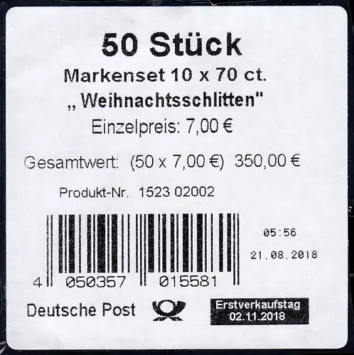 FB 80 Winter - Weihnachtsschlitten, Folienblatt-BANDEROLE