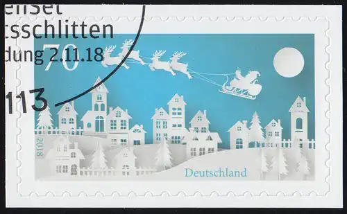 3423 Winter Weihnachtsschlitten, selbstklebend auf neutraler Folie, O