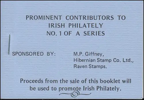 Irland-Markenheftchen privat 1982: Berühmtheiten der irischen Philatlie, **