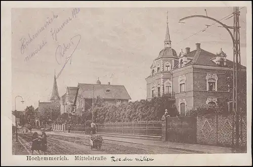 Carte de vue Hochemmerich - Rue centrale, écrite en 1920