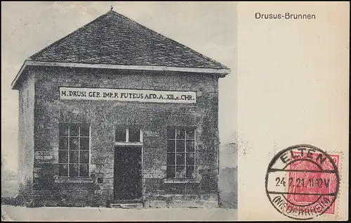 AK Drusus-Brunnen in Eltenberg bei Elten/Niederrhein 24.2.1911 nach Belgien