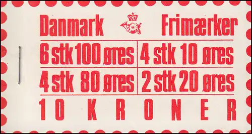Danemark Carnets de marques 10 Kr Marques libres 1976 Bikuben avec 649+622+556+328, **