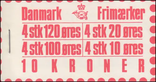 Dänemark Markenheftchen 10 Kr Freimarken 1977 No. 4 Wind und Briefmarken, **