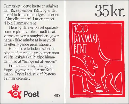 Dänemark Markenheftchen 1010 Haltet Dänemark sauber: Mann beseitigt Hundekot, **