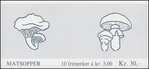 Norwegen Markenheftchen 11 Pilze Mushrooms Sopp 1988, ** postfrisch