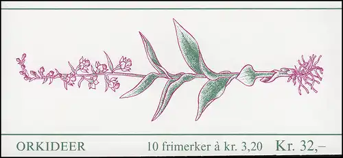 Norvège Carnets de marques 15 Fleurs: Orchidées 1990, ** Postfraîchissement