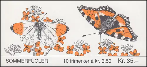 Norvège Carnets de marques 20 papillons Butterflies Suchflries 1993, **