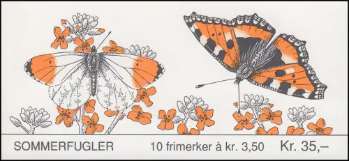Norvège Carnets de marques 20 papillons Butterflies Suchflries 1993, **