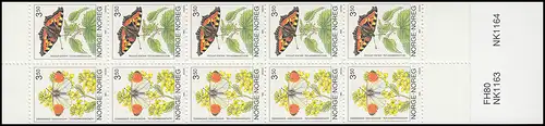 Norvège Carnets de marques 20 papillons Butterflies Suchflries 1993, **