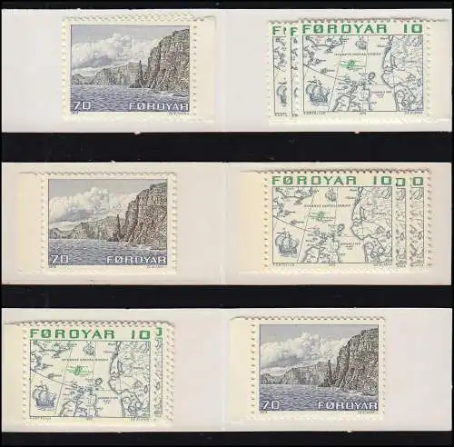 Färöer-Inseln Markenheftchen mit Freimarken: Set mit 3 Klebevarianten, **