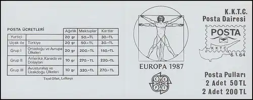 Türkisch-Zypern Markenheftchen 1 Europa / Cept Moderne Architektur, **