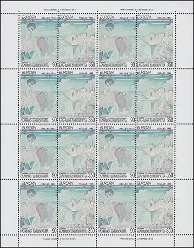 Europaunion 1993 Griechenland 1829/1830A als Zusammendruck-Bogen ** / MNH