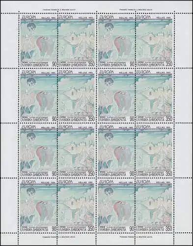 Europaunion 1993 Griechenland 1829/1830A als Zusammendruck-Bogen ** / MNH