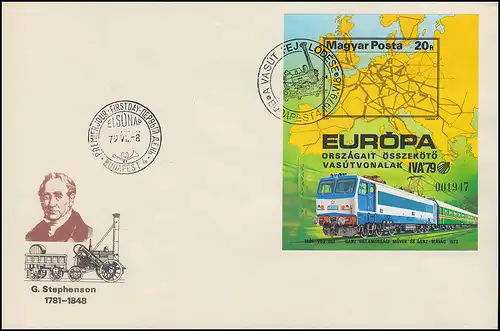 1979 Hongrie 3350 bloc 137B exposition IVA Hambourg, non-dentelée sur FDC