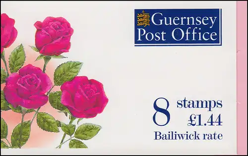 Guernesey Carnets de marques 0-16 Fleurs - Roses 1,44 Livres 1997 **