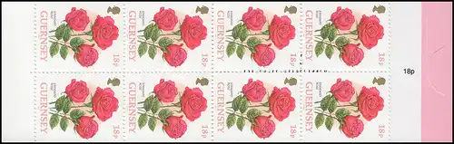 Guernesey Carnets de marques 0-16 Fleurs - Roses 1,44 Livres 1997 **