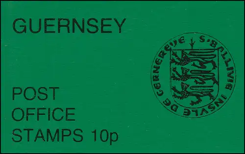 Guernsey Markenheftchen-Verkaufspackung VP 2b Wappen 1979 Rand rechts mit BZN **
