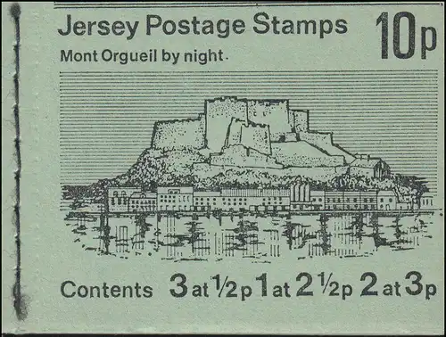 Jersey Markenheftchen 0-10, Mont Orguell by night, mit Oberrand **