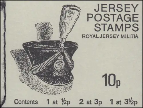 Jersey Markenheftchen 0-13, Militärhut: Artillerie Shako, mit Unterrand **