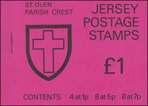 Jersey Markenheftchen 0-17, St. Queen's Parish Crest, nicht durchgezähnt **